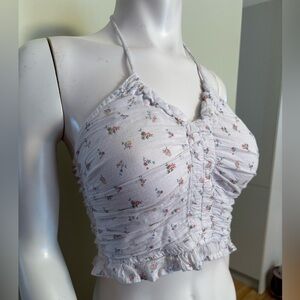 American Eagle Outfitters Floral Ruched Crop Top